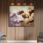 Quadro Decorativo Flores E Folhas Papoilas Com Moldura E Vidr