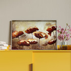 Quadro Decorativo Flores E Folhas Papoilas Com Moldura Prata