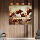 Quadro Decorativo Flores E Folhas Papoilas Com Moldura Prata