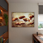 Quadro Decorativo Flores E Folhas Papoilas Com Moldura Prata