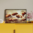 Quadro Decorativo Flores E Folhas Papoilas Com Moldura Preto