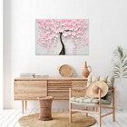 Quadro Decorativo Flores E Folhas Pink Flower Tree - 180x100