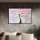 Quadro Decorativo Flores E Folhas Pink Flower Tree Com Moldur