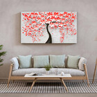 Quadro Decorativo Flores E Folhas Red Flower Tree - 100x70 Cm