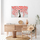 Quadro Decorativo Flores E Folhas Red Flower Tree - 120x80 Cm