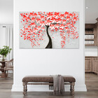 Quadro Decorativo Flores E Folhas Red Flower Tree - 150x100 Cm