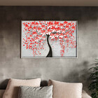 Quadro Decorativo Flores E Folhas Red Flower Tree Com Moldura