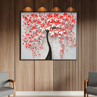 Quadro Decorativo Flores E Folhas Red Flower Tree Com Moldura