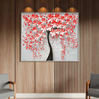 Quadro Decorativo Flores E Folhas Red Flower Tree Com Moldura
