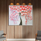 Quadro Decorativo Flores E Folhas Red Flower Tree Com Moldura