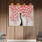 Quadro Decorativo Flores E Folhas Red Flower Tree Com Moldura