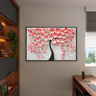 Quadro Decorativo Flores E Folhas Red Flower Tree Com Moldura