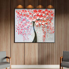 Quadro Decorativo Flores E Folhas Red Flower Tree Com Moldura