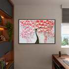 Quadro Decorativo Flores E Folhas Red Flower Tree Com Moldura
