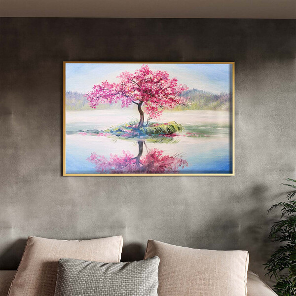 Quadro Decorativo Flores E Folhas Sakura Isle Com Moldura E V