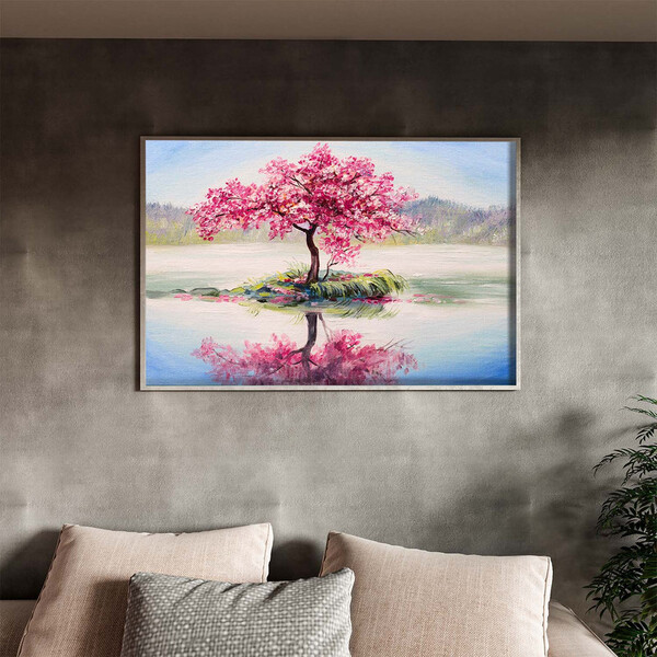 Quadro Decorativo Flores E Folhas Sakura Isle Com Moldura Pra