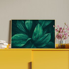 Quadro Decorativo Flores E Folhas Verdes Com Moldura Dourada