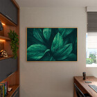 Quadro Decorativo Flores E Folhas Verdes Com Moldura Dourada