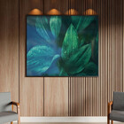 Quadro Decorativo Flores E Folhas Verdes Com Moldura E Vidro