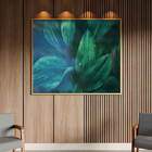 Quadro Decorativo Flores E Folhas Verdes Com Moldura E Vidro