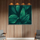 Quadro Decorativo Flores E Folhas Verdes Com Moldura Prata -