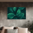 Quadro Decorativo Flores E Folhas Verdes Com Moldura Prata -