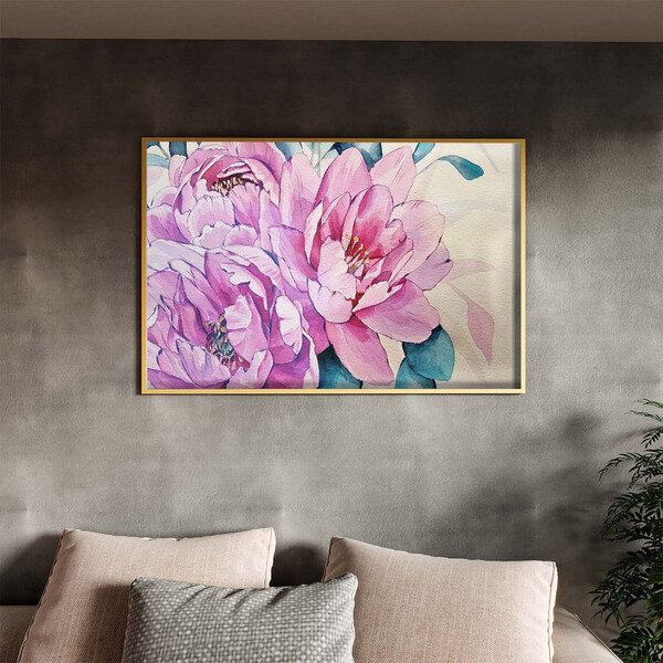 Quadro Decorativo Flores E Folhas Watercolor Flower Com Moldu