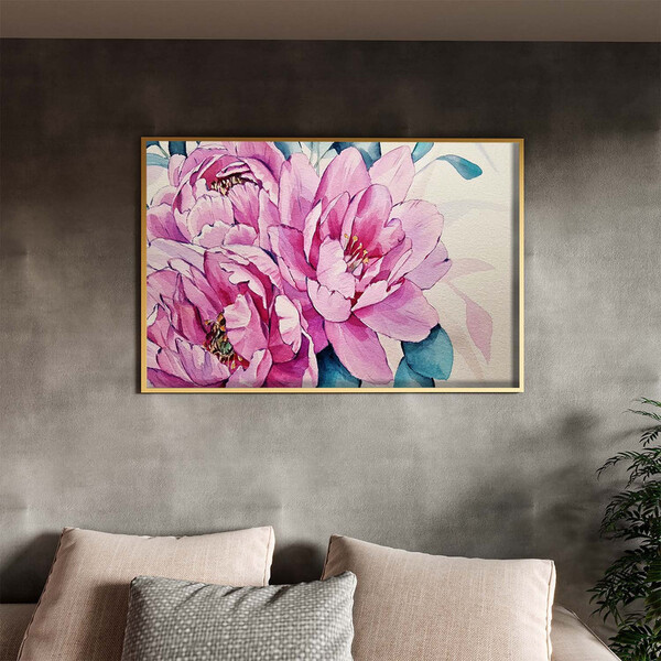 Quadro Decorativo Flores E Folhas Watercolor Flower Com Moldu