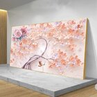Quadro Decorativo Flores Primavera Rosé Com Moldura Dourada 1