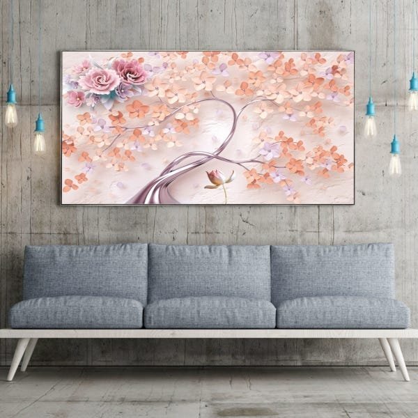 Quadro Decorativo Flores Primavera Rosé Com Moldura Prata 180