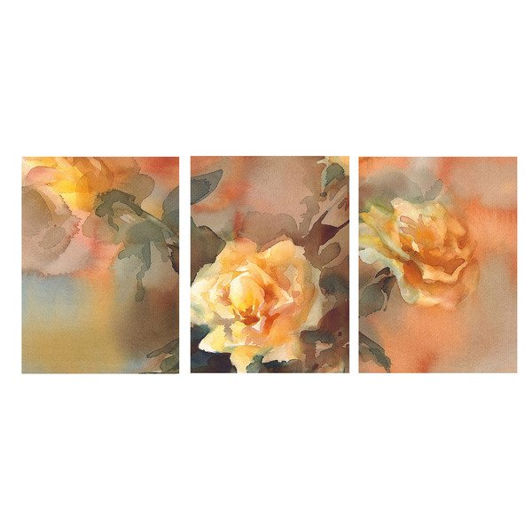 Quadro Decorativo Flores Rosas Coral 70x150 Trio