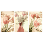 Quadro Decorativo Flores Salmão 70x150 Trio