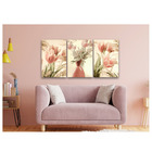 Quadro Decorativo Flores Salmão 70x150 Trio