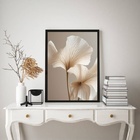 Quadro Decorativo Flores Sofisticadas Branco E Bege 24x18cm -