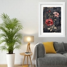 Quadro Decorativo Flores Vintage 60x48cm Moldura Preta
