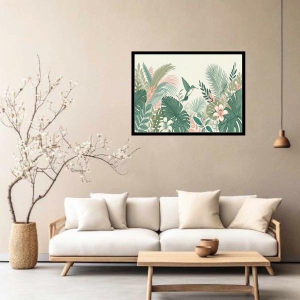Quadro Decorativo Floresta Beija-flor Vintage  - 50x70cm Mold