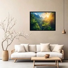 Quadro Decorativo Floresta Pôr Do Sol  - 50x70cm Moldura Preta