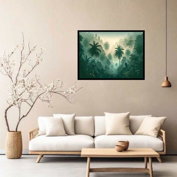 Quadro Decorativo Floresta Savana  - 50x70cm Moldura Branca