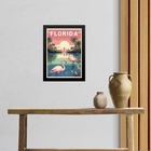 Quadro Decorativo Florida - Flamingos 33x24cm Moldura Preta