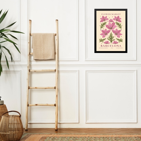 Quadro Decorativo Flower Market - Barcelona 45x34cm - Com Vid