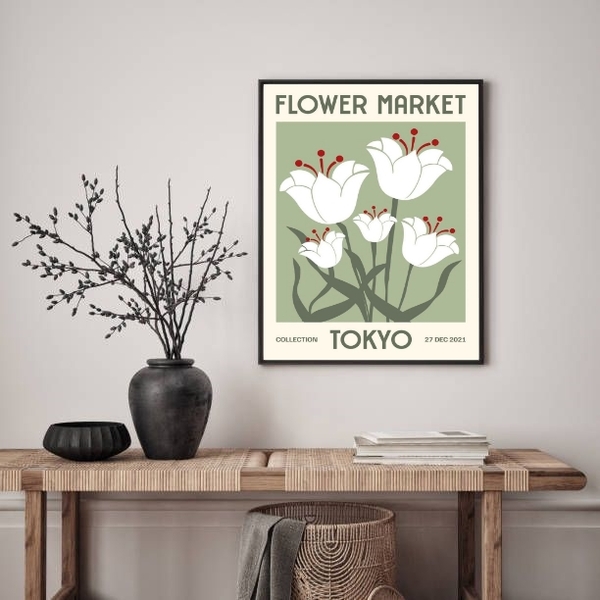 Quadro Decorativo Flower Market - Tokyo 24x18cm - Com Vidro M