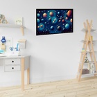 Quadro Decorativo Foguete Espaço  - 50x70cm Moldura Branca