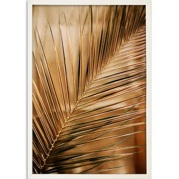 Quadro Decorativo Folha Dourada Moldura Sem Vidro Branco