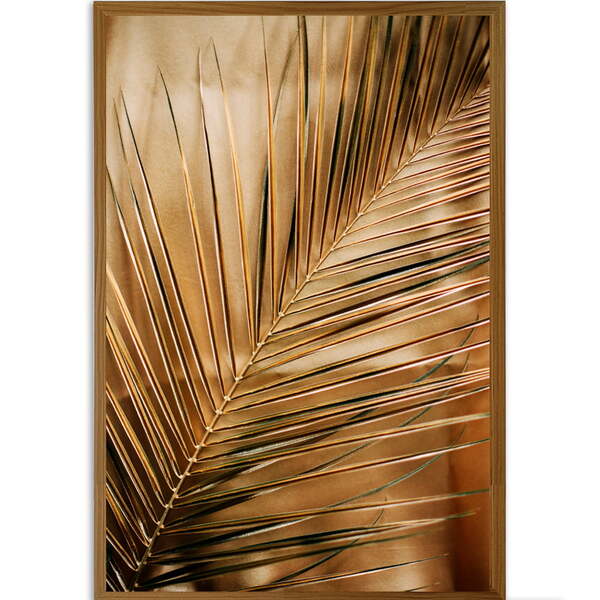 Quadro Decorativo Folha Dourada Moldura Sem Vidro Marrom