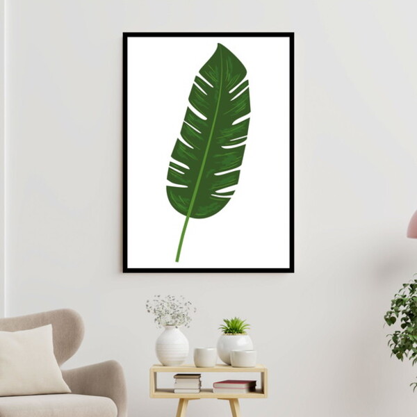 Quadro Decorativo Folha Verde - Fundo Branco 45x34cm A3 (45 X