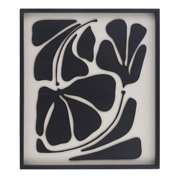 Quadro Decorativo Folhagem 1 3D Preto com Vidro 70x80cm Arte Própria