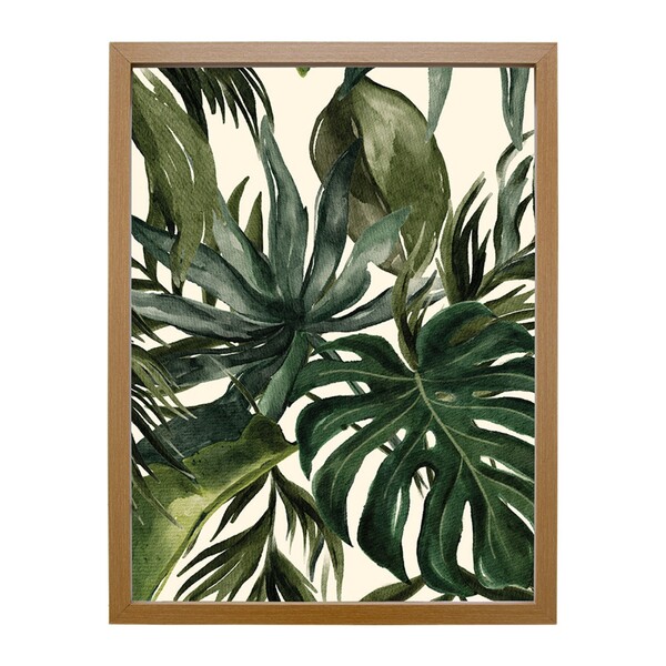 Quadro Decorativo Folhagem 1 Verde com Vidro 30x40cm Arte Própria