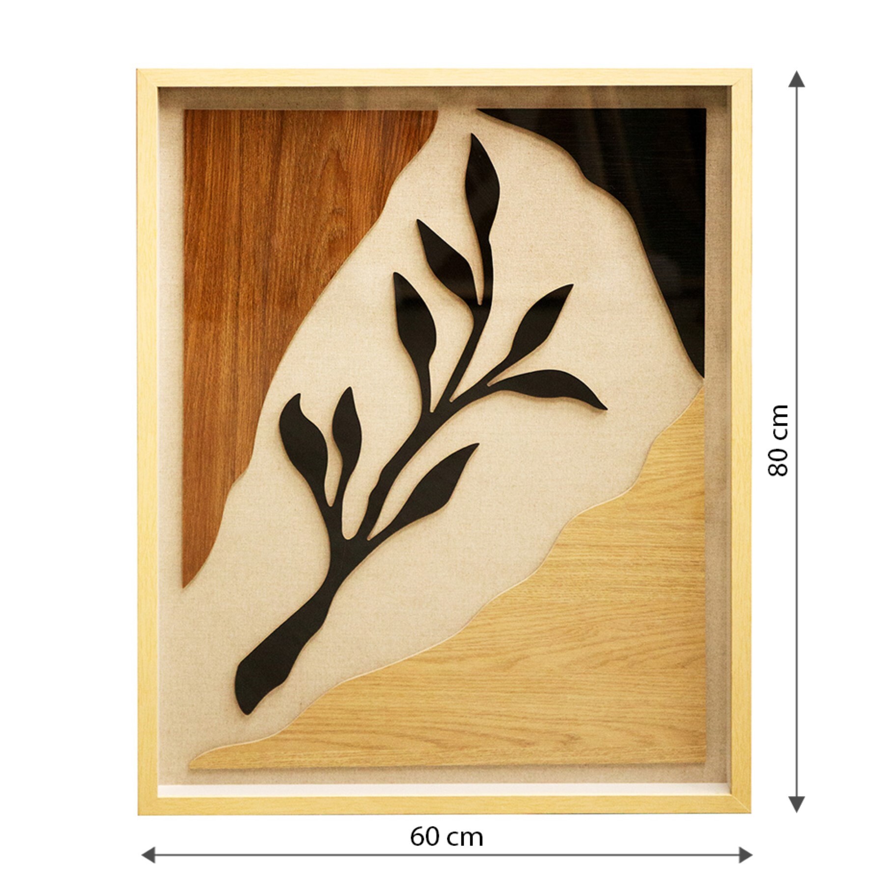 Quadro Decorativo Folhagem 2 3D Oak com Vidro 80x60cm Arte Própria