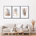 Quadro Decorativo Folhas Abstratas Com 3 Telas Para Escritóri