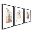 Quadro Decorativo Folhas Abstratas Com 3 Telas Para Escritóri